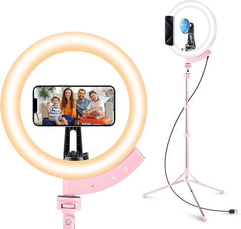 Aureday 12'' Selfie Ring Light with 62'' Tripod Stand and Magnetic Phone Holder, LED Ringlight for Recording/TikTok/Makeup/Photography, Circle Fill Light with Wireless Remote for iPhone&Android Phones in Saudi Arabia
