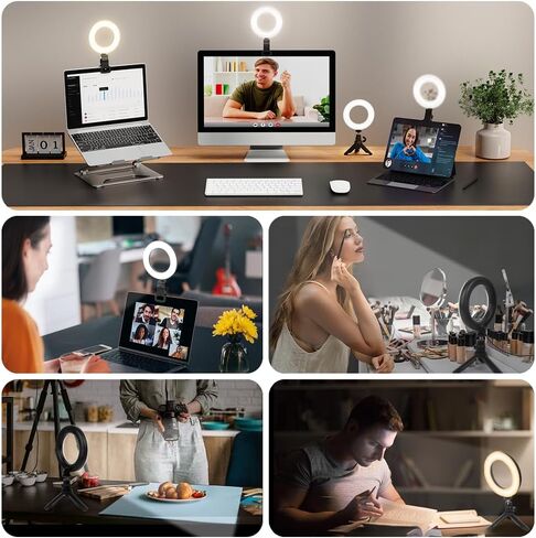 Evershop Ring Light with Tripod Stand,Small Desk Led Circle Lights Clip On Laptop for Video Conference Lighting,Computer Monitor,Zoom Meeting,Recording, Calls,Portable Selfie Light for Webcam,Phone,Pc in Saudi Arabia