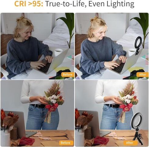Evershop Ring Light with Tripod Stand,Small Desk Led Circle Lights Clip On Laptop for Video Conference Lighting,Computer Monitor,Zoom Meeting,Recording, Calls,Portable Selfie Light for Webcam,Phone,Pc in Saudi Arabia