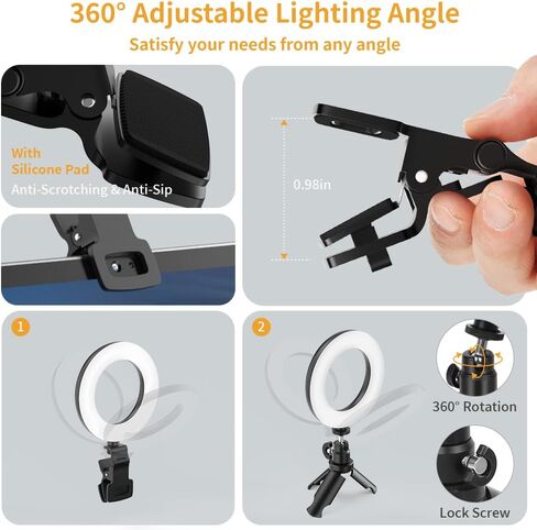 Evershop Ring Light with Tripod Stand,Small Desk Led Circle Lights Clip On Laptop for Video Conference Lighting,Computer Monitor,Zoom Meeting,Recording, Calls,Portable Selfie Light for Webcam,Phone,Pc in Saudi Arabia