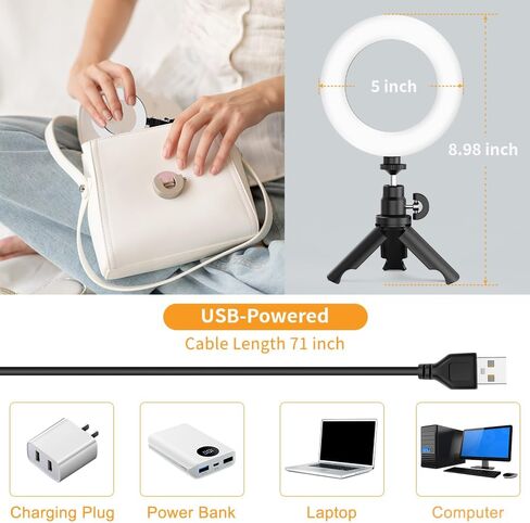 Evershop Ring Light with Tripod Stand,Small Desk Led Circle Lights Clip On Laptop for Video Conference Lighting,Computer Monitor,Zoom Meeting,Recording, Calls,Portable Selfie Light for Webcam,Phone,Pc in Saudi Arabia