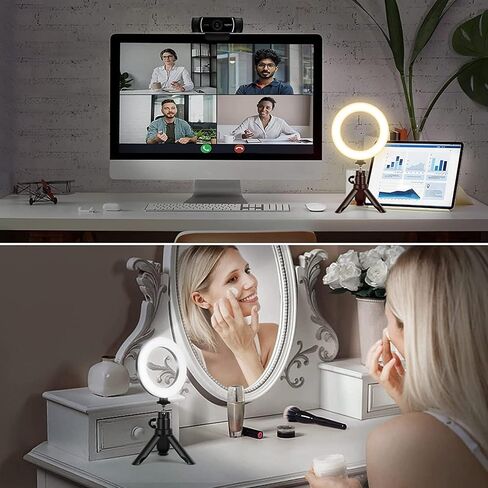 Evershop Ring Light with Tripod Stand,Small Desk Led Circle Lights Clip On Laptop for Video Conference Lighting,Computer Monitor,Zoom Meeting,Recording, Calls,Portable Selfie Light for Webcam,Phone,Pc in Saudi Arabia