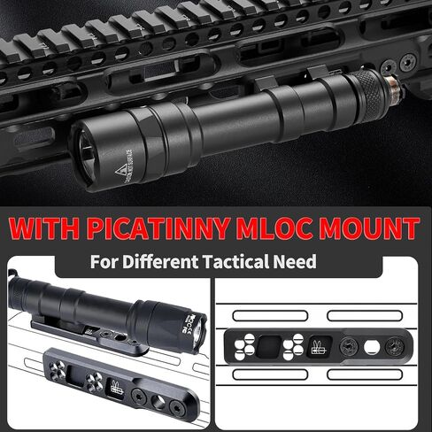 Tactical Flashlight Mloc Flashlight with Remote Pressure Switch and Mloc Mount, Picatinny Mount (600) in Saudi Arabia