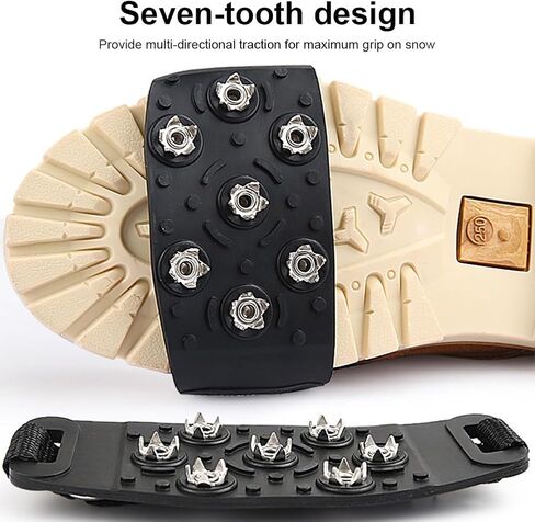 الأشرطة للأحذية، الأشرطة تسلق الجليد مع 7 المسامير الفولاذ المقاوم للصدأ، الأشرطة الجليد المرابط الجر الثلوج القبضات للأحذية والأحذية المشي على الجليد الجليد الشتاء المشي in Kuwait