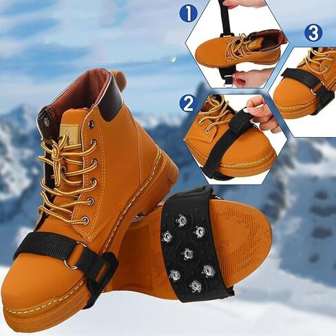 الأشرطة للأحذية، الأشرطة تسلق الجليد مع 7 المسامير الفولاذ المقاوم للصدأ، الأشرطة الجليد المرابط الجر الثلوج القبضات للأحذية والأحذية المشي على الجليد الجليد الشتاء المشي in Kuwait
