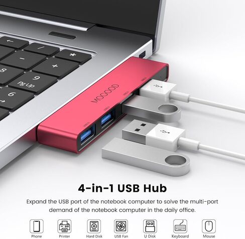 محور USB لأجهزة الكمبيوتر المحمول، محور USB MOGOOD 3.0 USB موزع بيانات نحيف للغاية [الشحن غير مدعوم] محطة محول USB متعددة منافذ USB لأجهزة الكمبيوتر المحمول، Windows PC، Mac، الطابعة، محرك فلاش، محرك الأقراص الصلبة المحمول in Kuwait