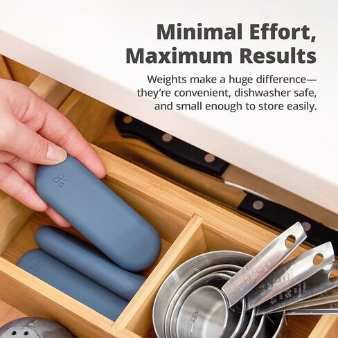 أوزان Sous Vide من Greater Goods مع غلاف من السيليكون ومركز من الفولاذ المقاوم للصدأ، الملحقات المثالية لإكمال مجموعة Sous Vide، مصممة في سانت لويس، عبوة من 3 قطع (أزرق حجري) in Kuwait