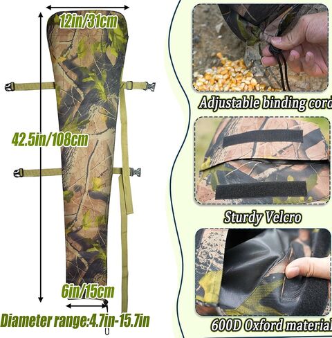 Bag Feeder Adjustable Deer Corn Feeders for Deer Hunting Durable Weatherproof Gravity Deer Feeder Tree Deer Feeders for Hunting -HD Camo in Kuwait