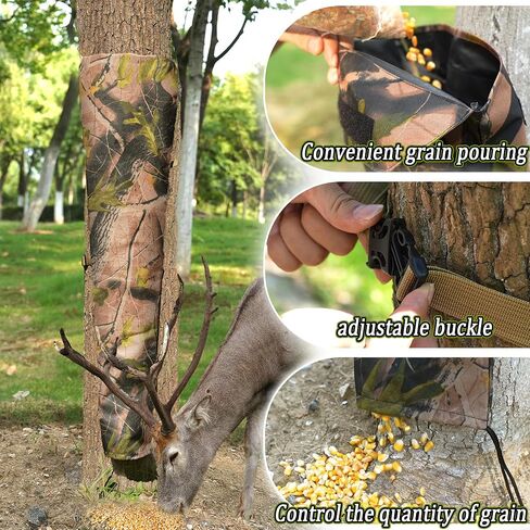 Bag Feeder Adjustable Deer Corn Feeders for Deer Hunting Durable Weatherproof Gravity Deer Feeder Tree Deer Feeders for Hunting -HD Camo in Kuwait