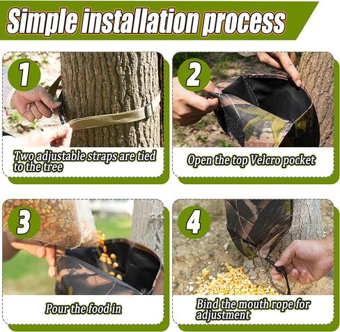 Bag Feeder Adjustable Deer Corn Feeders for Deer Hunting Durable Weatherproof Gravity Deer Feeder Tree Deer Feeders for Hunting -HD Camo in Kuwait