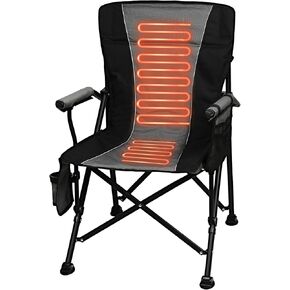 Heated Camping Chair,Heated Chairs Outdoor Sports with 3 Heat Levels,Cup Holder & Storage Pockets, Supports 400lbs,for Camping,Hiking, and Fishing,Battery NOT Included