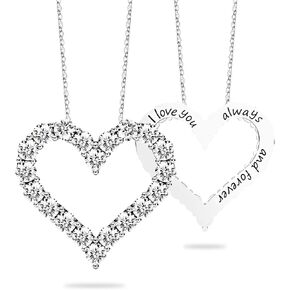 Heart Pendant Necklace for Her Moissanite Lab-Created Gem Jewelry for Women I Love You S925 Sterling Silver Gifts to Wife Girlfriend Mom Daughter Anniversary Birthday Christmas Valentines Day