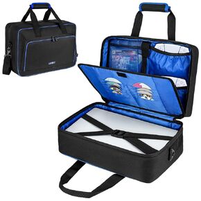 Carrying Case Compatible with PS5/PS4/PS5 Pro,17 Pockets Travel Storage Bag with Thick Padding Compatible with Playstation 5/PS5 Digital Edition,Controller,Game Discs,Charger & Accessories,Grey