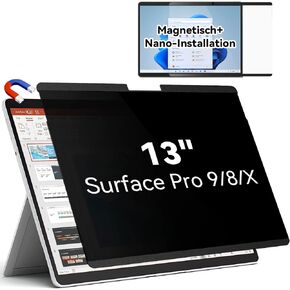 IPROKKO Magnetic Privacy Screen for Microsoft Surface Pro 9 2022 / Surface Pro 8 2021 / Surface Pro X (2021&2019), Surface Pro Privacy Filter 13 Inch, Anti-Glare Blue Light Screen Protector