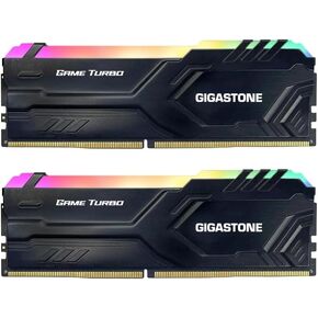 【RGB DDR4 RAM】GIGASTONE Game TURBO 32GB Kit (2x16GB)DDR4 3200MHz PC4-25600 CL16-18-18-40 Intel XMP 2.0 AMD Ryzen 1.35V UDIMM 288 Pin Unbuffered Non ECC High Performance Gaming Desktop Memory - Black