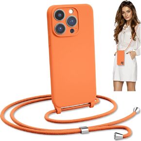 Blaspins Crossbody Lanyard Strap Case for iPhone 16 Pro, Hands-Free Neck Cross Body Wrist, Adjustable Rope Removable, Drop Protection Shockproof Silicone Case 6.3 inch, 160 cm Strap, iP16Pro - Purple