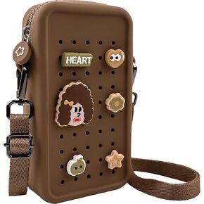 Candy Small Crossbody Bag for Women with Customizable Charm Holes, Compact & Durable with Adjustable Strap, Perfect for Everyday Use (Black)
