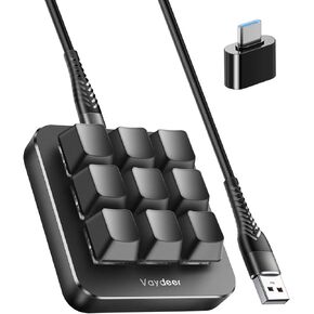 Vaydeer One-Handed Mechanical Keyboard Support NKRO, Hotkeys, One-Click Start,9 Fully Programmable Keys with Floating Window and Macro Multifunctional Keypad for iOS,Windows, Gift Idea for Him/Her