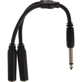 Pig Hog PY-M214M Mono 1/4" (Male) to Dual Mono 1/4" (Female) Y-Cable, 6", Black