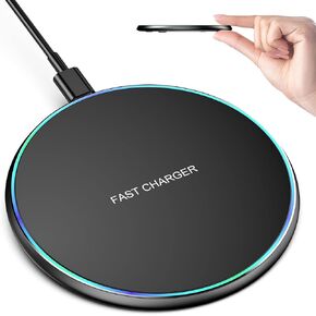 Wireless Charger Compatible with iPhone 16 15 14 13 12 11 Pro Max/Mini/Plus/XR/X/8, 15W Max Fast Wireless Charging Pad Mat for Samsung Galaxy S23/S22/S21/S20/S10, Galaxy Buds