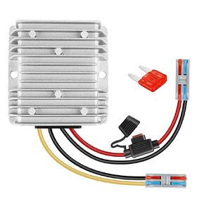 HOMELYLIFE 20A 240W DC 24V 36V 48V to 12V Voltage Converter with Fuse Step Down Regulator Buck Reducer Power Converter Waterproof Transformer for Golf Cart