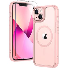 حافظة TAURI مغناطيسية 5 في 1 لهاتف iPhone 14 باللون الوردي، [متوافقة مع Magsafe] حماية من الدرجة العسكرية [غير صفراء] مع واقي شاشة 2X + واقي عدسة الكاميرا 2X، حافظة لهاتف iPhone 14 in Kuwait