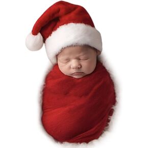 ForBaysy Newborn Christmas Photoshoot Outfit Elf Newborn Costume Newborn Wrap With Santa Xmas Hat Newborn photo props