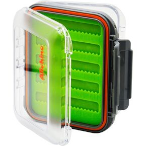 Alichino Fly Box for Fly Files Ice Jig Box Two Sided Waterproof Fly Fishing Box for Nymphs and Streamers (Green Silicone Insert B, S 4.9 * 4 * 1.6 Inch)