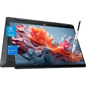 HP Pavilion x360 2-in-1 Laptop (14" FHD Touchscreen, Intel 6-Core i3 (> i5-1235U), 8GB RAM, 512GB SSD, Active Stylus) for Creator, Streaming, Traveling, Long Battery Life, Webcam, Win 11 Pro, Blue