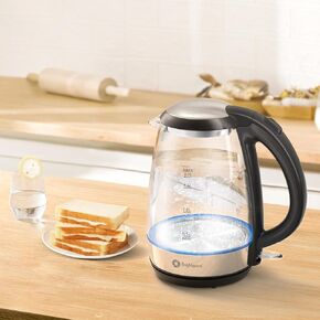 Brightown Electric Kettle, 1.7L, Hot Water Kettle Temperature Control, 4 Presets LED Indicator Lights, Auto Shut-Off, BPA Free, Borosilicate Glass, 1500W Water Boiler for Tea Coffee, Stainless steel