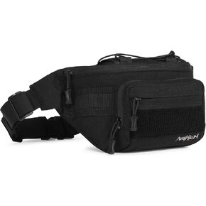 Tactical Fanny Pack Military Army Waist Bag Belt Molle Hip Bum Edc Running Pouch for Men Women 3.5L (Black)