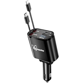 Retractable Car Charger,66W 4 in 1 Super Fast Charge Car Phone Charger,Retractable Cables (31.5 inch) and 2 USB Ports Car Charger Adapter for iPhone 15/14/13/12 Pro Max XR,iPad,Samsung,Pixel