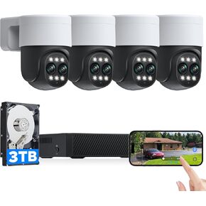 CAMCAMP 4K Security Camera System, Wired PoE Home Security System,8CH NVR with 3TB HDD,4Pcs 10X PTZ Dual Lens Cameras,Motion Detection,Color Night Vision,24/7 Record,Weatherproof Outdoor Surveillance in Kuwait