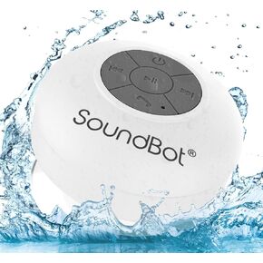 SoundBot® SB510 HD Water Resistant Bluetooth 4.0 Shower Speaker, Handsfree Portable Speakerphone with Built-in Mic, 6hrs of Playtime, Control Buttons and Dedicated Suction Cup for Showers (White)