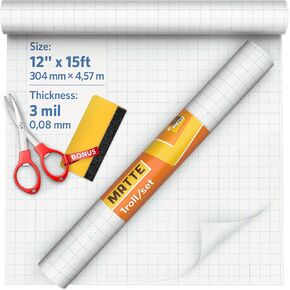 Matte Self Adhesive Laminating Roll 12" x 15ft - 3 MIL Matte Clear Laminate Vinyl Roll for Stickers