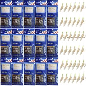 Fishing Bait Rigs Set 15 Packs Saltwater Fishing Lures Rigs with Sharp Hooks Real Fish Skin Beach Pier Sea Surf Fishing Rigs Cod Herring Lure Hook Rigs
