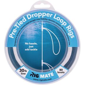 Pre-Tied Dropper Loop Rigs - 30 lb. Tested Fishing Line Spool - 80 Loops 18 Inches Apart with 5.5 Inch Loop Size - Perfect for Saltwater & Freshwater Fishing