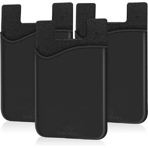 SHANSHUI Phone Card Holder, Silicone Phone Case Wallet Credit Card Holder Strong Adhesive Pocket Stick on Compatible for iPhone & All Smartphones