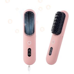 Cordless Hair Straightener Brush Portable Straightener Styling Comb for Travel Mini Lightweight 9600mAh Battery, 9 Temp Settings & Anti-Scald