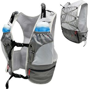 Umai Hydration Running Vest, Hydration Vest with Two Flasks, Grey