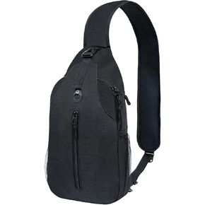 Sling-Bag Crossbody-Bag Women-Men Backpack-Daypack - Hiking Chest Travel with Water Bottle Pocket Portable Hiking Daypacks For Women Black