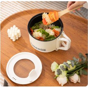 Hot Pot Electric Ramen Cooker Mini Instant Non-stick Pot with Over-Heating Protection Dry Burning Protection Easy Clean 1.5L 600W Ideal for Steak, Egg, Fried Rice, Ramen, Oatmeal, Soup