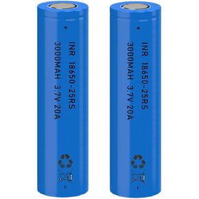 2 Pack 3.7 Volt Rechargeable Battery 3000mAh Li-ion Battery for Flashlights, Headlamps, Doorbells, RC Cars (Blue) (Button Top)