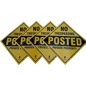Minuteman Signs | Aluminum No Trespassing, Posted, Aluminum, Diamond Shaped Signs 4 Pack