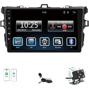 Car Stereo for Toyota Carolla 2006-2011 Carplay & Android Auto 9 inch IPS Capacitive Screen Radio MP5 Player Amplifier AHD Back Up Camera Mirror Link AM/FM/RDS/BT/EQ/SWC/CVBS
