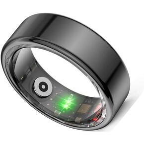 Smart Rings for Men, Fitness Trackers for Women Sleep Tracking Wearable Heart Rate Blood Oxygen IP68 Waterproof, Compatible with Android & iOS (Black, US-8)