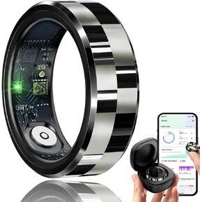 Smart Ring for Men Women, Sleep Tracking Wearable, Heart Rate, Fitness Tracker, Step Blood Oxygen Blood Pressure Tracker,Calorie Tracking, Shake to Take Photos (Sliver, #11)