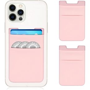 FYY Card Holder for Phone Case, 2 Pack Stick on Phone Wallet, Stretchy Lycra Credit Card for Back of Phone Card Wallet Sleeve Pouch Compatible with iPhone Samsung Android Smartphones Black & Black