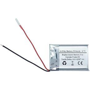 3.7V 500mAh Replacement Battery Compatible with Garmin Fenix 6X, 010-02357-00, Tactix Delta, Part Number: 361-00126-00, SNO-602535PW-G