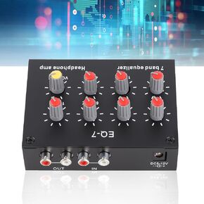 7 Band Sound Equalizer, Output Input 12dB High Bass Adjustment Dual Channel Digital Equalizer,Two Channel Digital Equalizer Aaudio Equalizer,for Recording, Streaming, Podcasting